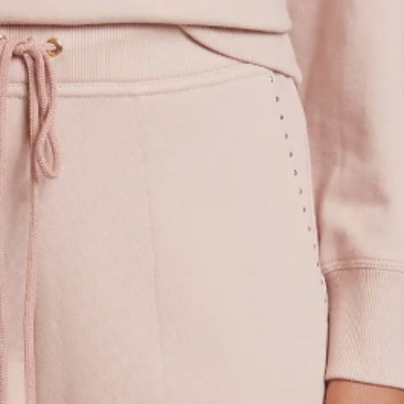 St. John Rose Quartz Cotton French Terry Cropped Pants M - Picture 2 of 6